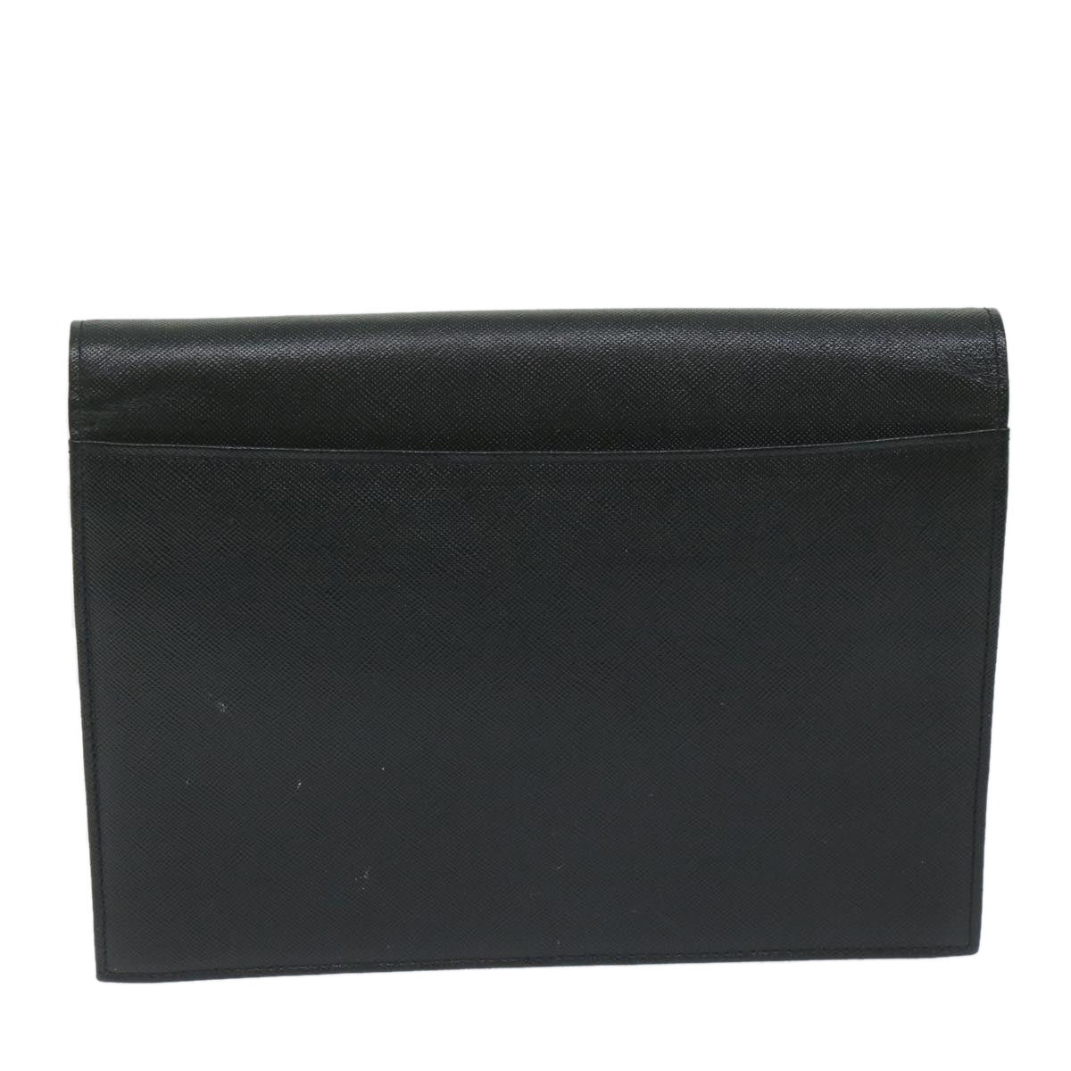 SAINT LAURENT Clutch Bag Leather Black Auth 63837