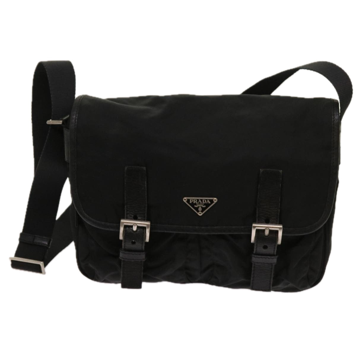 PRADA Shoulder Bag Nylon Black Auth 63850