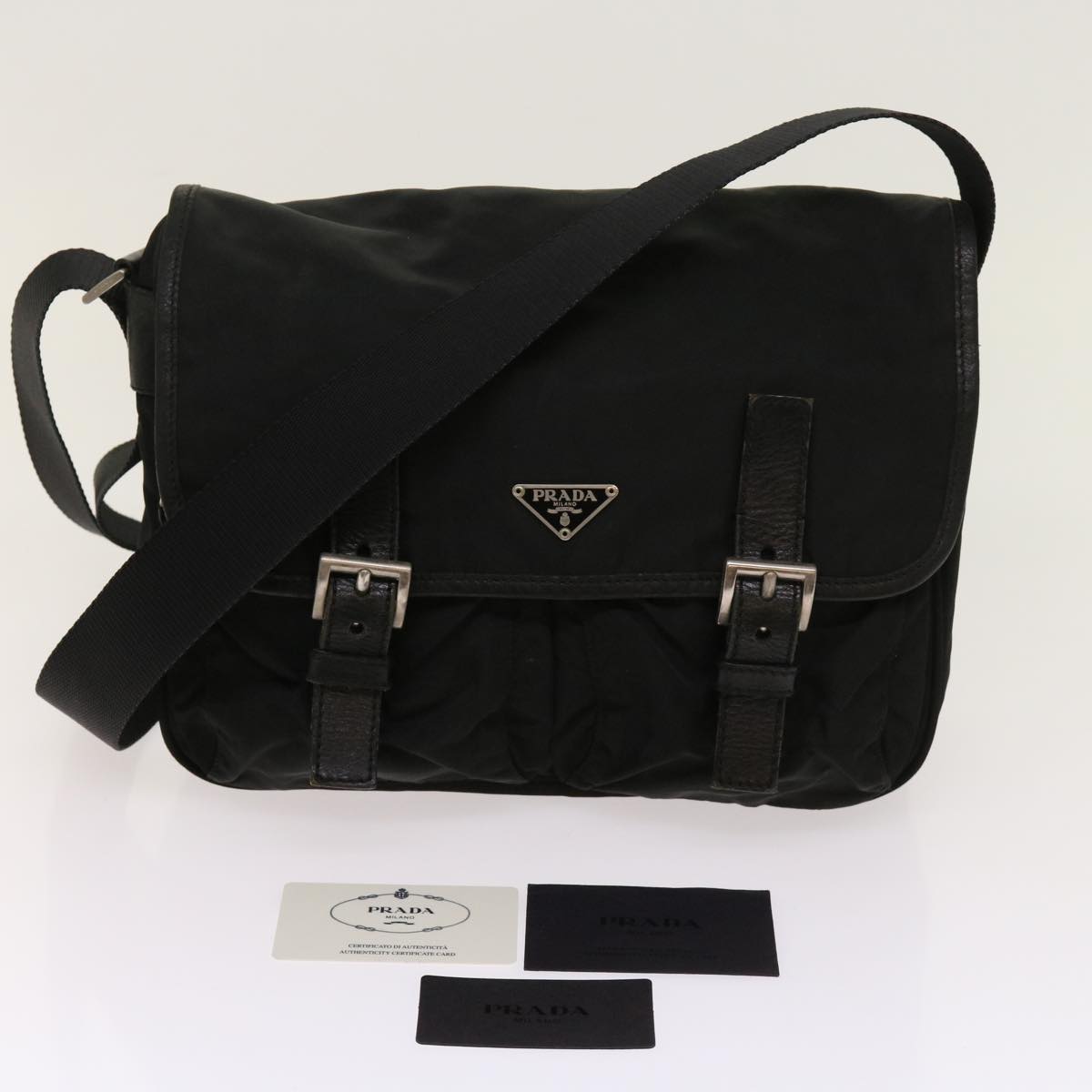 PRADA Shoulder Bag Nylon Black Auth 63850