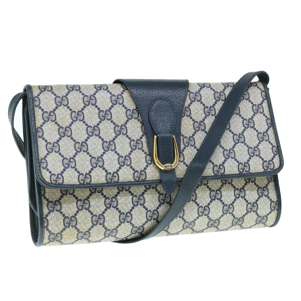 GUCCI GG Canvas Shoulder Bag PVC Navy Auth 63854