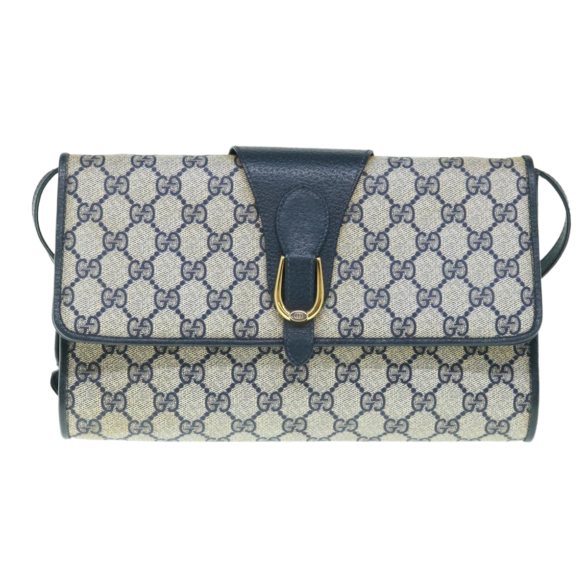 GUCCI GG Canvas Shoulder Bag PVC Navy Auth 63854 - 0