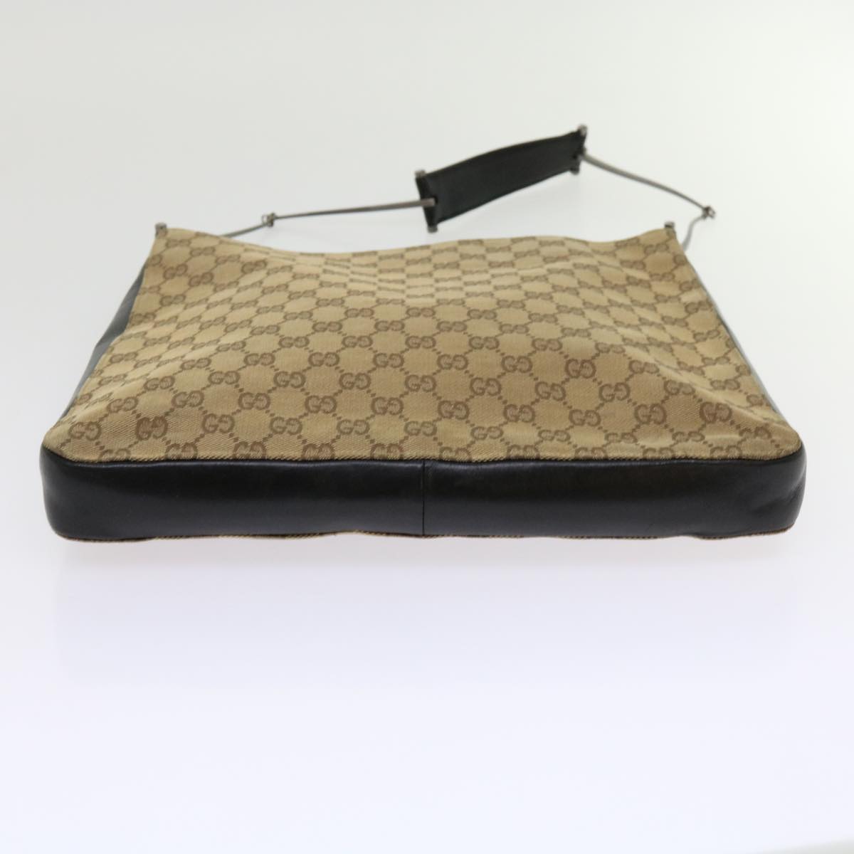 GUCCI GG Canvas Shoulder Bag Beige Black Auth 63863