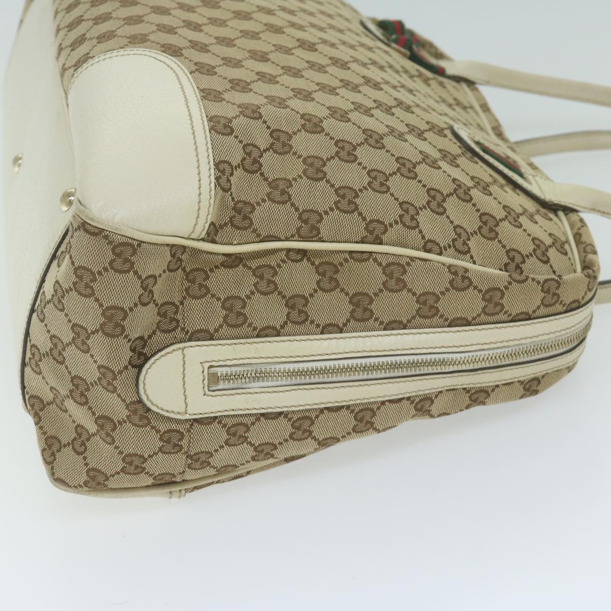 GUCCI GG Canvas Web Sherry Line Shoulder Bag Beige Red Green 162881 Auth 63895