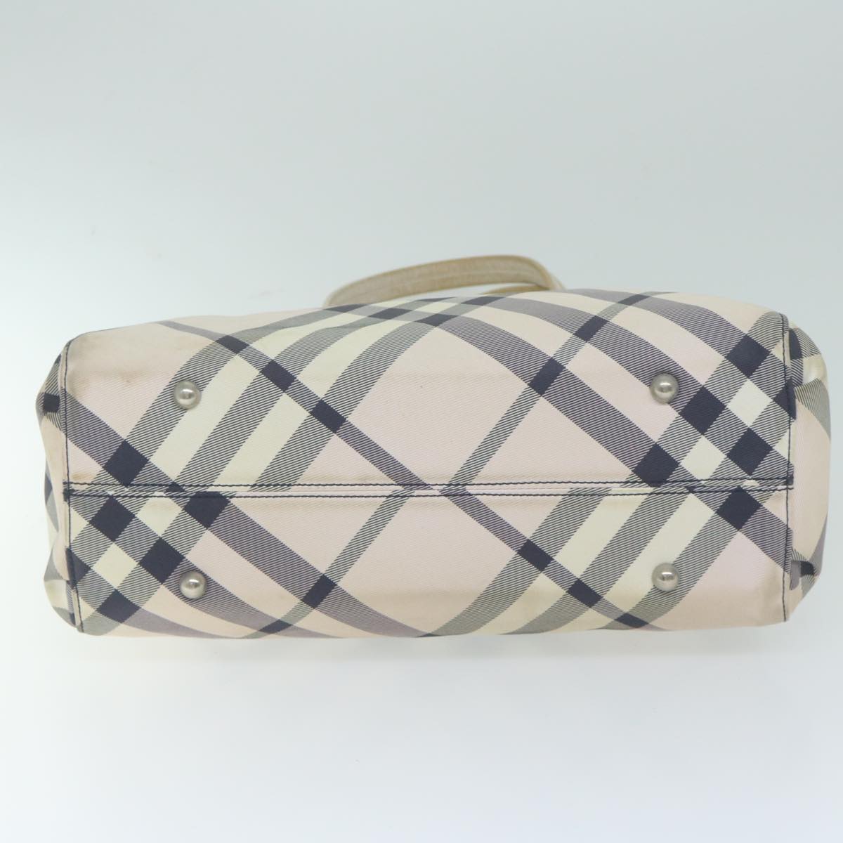 BURBERRY Nova Check Blue Label Shoulder Bag Nylon White Auth 63904