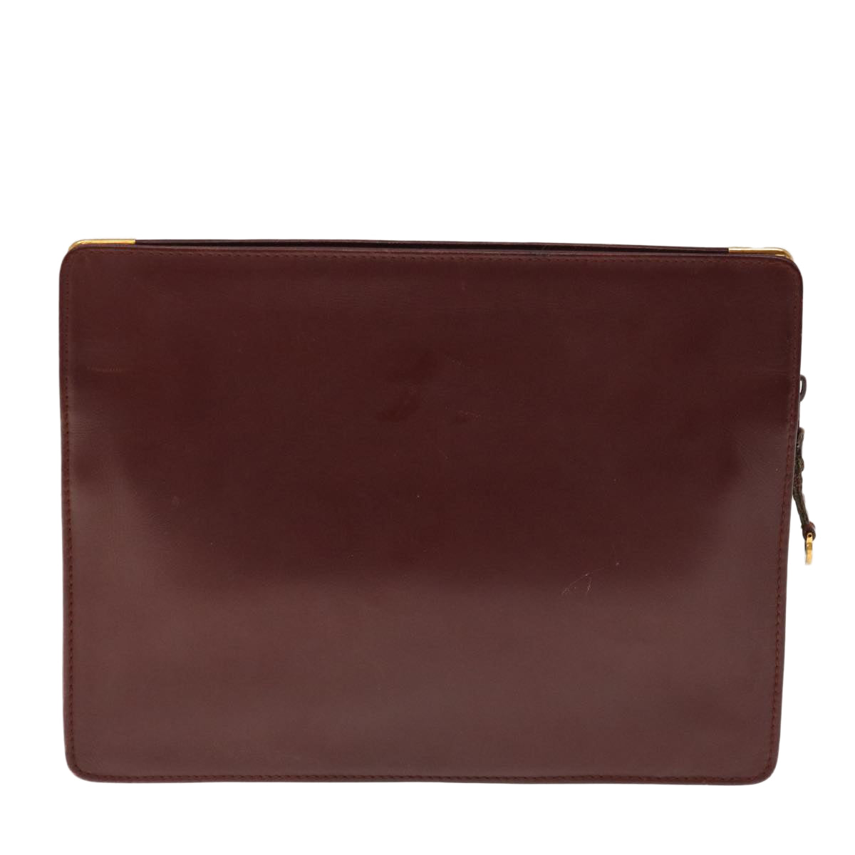 CARTIER Clutch Bag Leather Wine Red Auth 63905 - 0