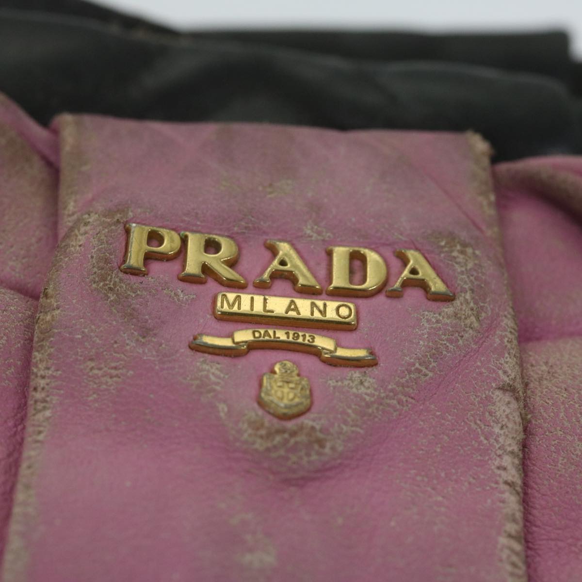 PRADA Hand Bag Leather 2way Black Pink Auth 63943