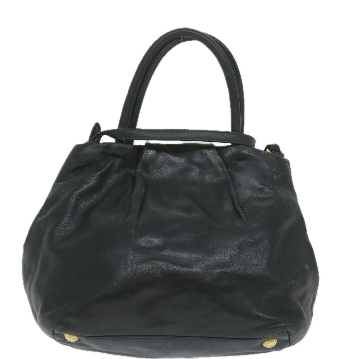 PRADA Hand Bag Leather 2way Black Pink Auth 63943