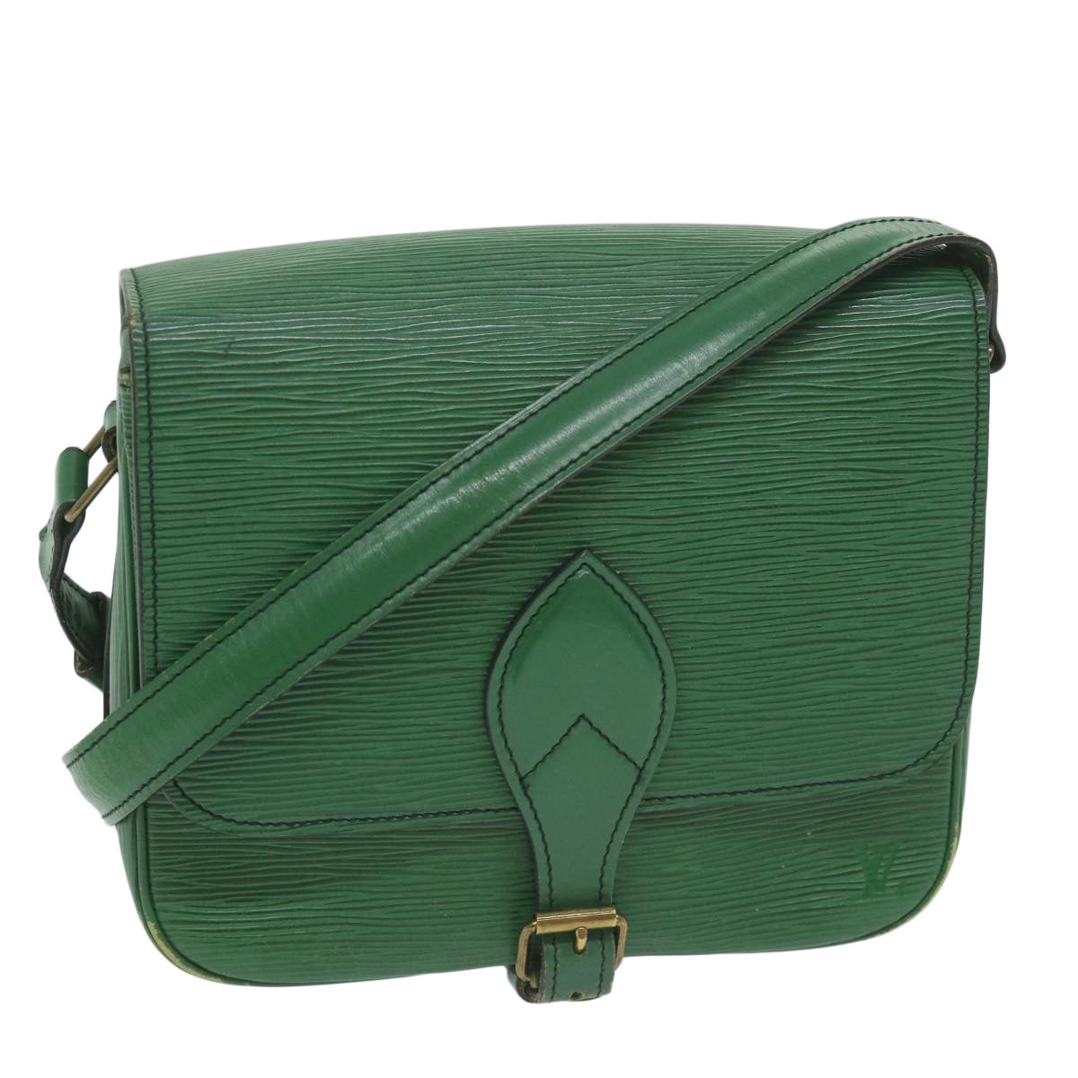 LOUIS VUITTON Epi Cartouchiere MM Shoulder Bag Green M52244 LV Auth 63945