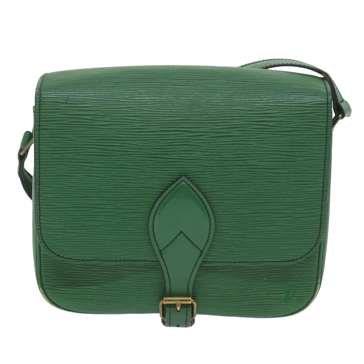 LOUIS VUITTON Epi Cartouchiere MM Shoulder Bag Green M52244 LV Auth 63945