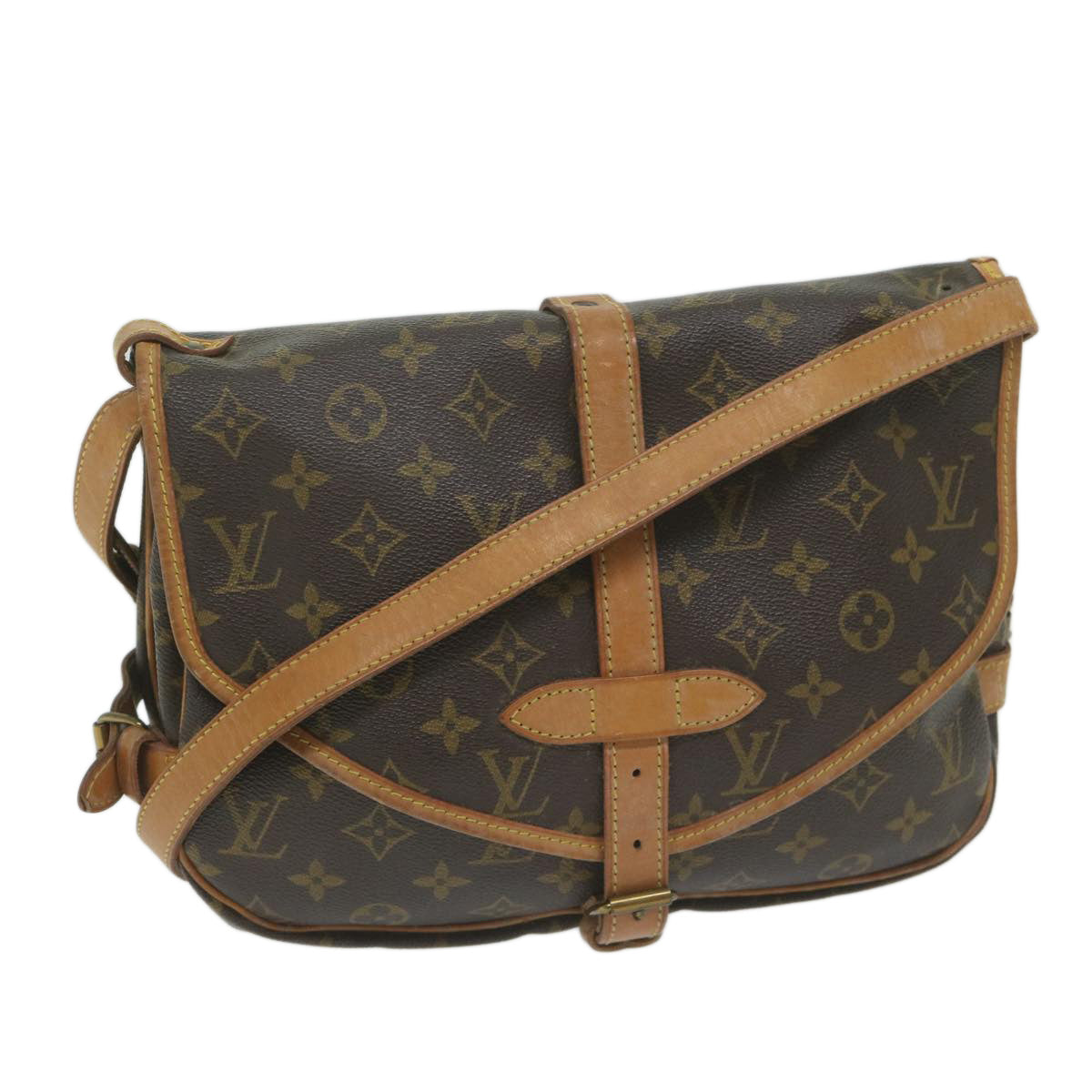 LOUIS VUITTON Monogram Saumur 30 Shoulder Bag M42256 LV Auth 63952