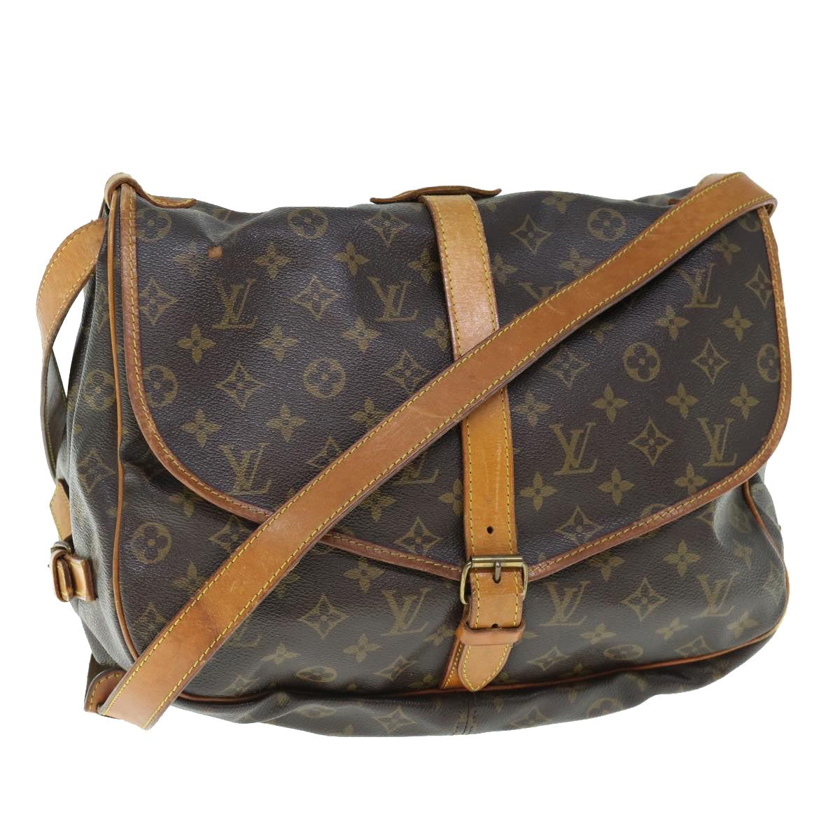 LOUIS VUITTON Monogram Saumur 35 Shoulder Bag M42254 LV Auth 63955