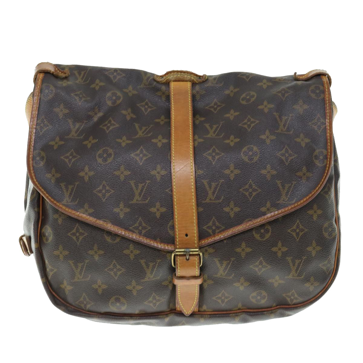 LOUIS VUITTON Monogram Saumur 35 Shoulder Bag M42254 LV Auth 63956