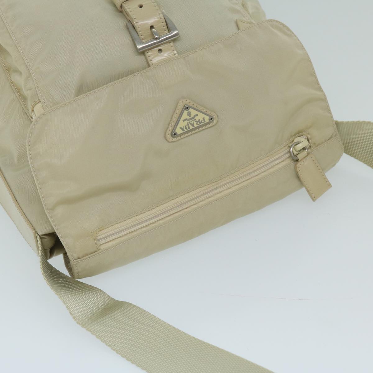 PRADA Shoulder Bag Nylon Cream Auth 63974