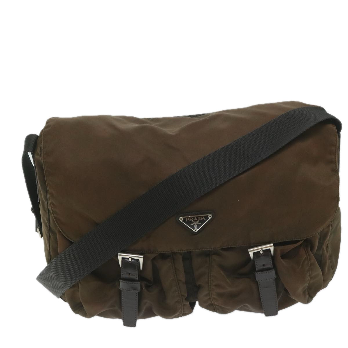 PRADA Shoulder Bag Nylon Brown Auth 63981