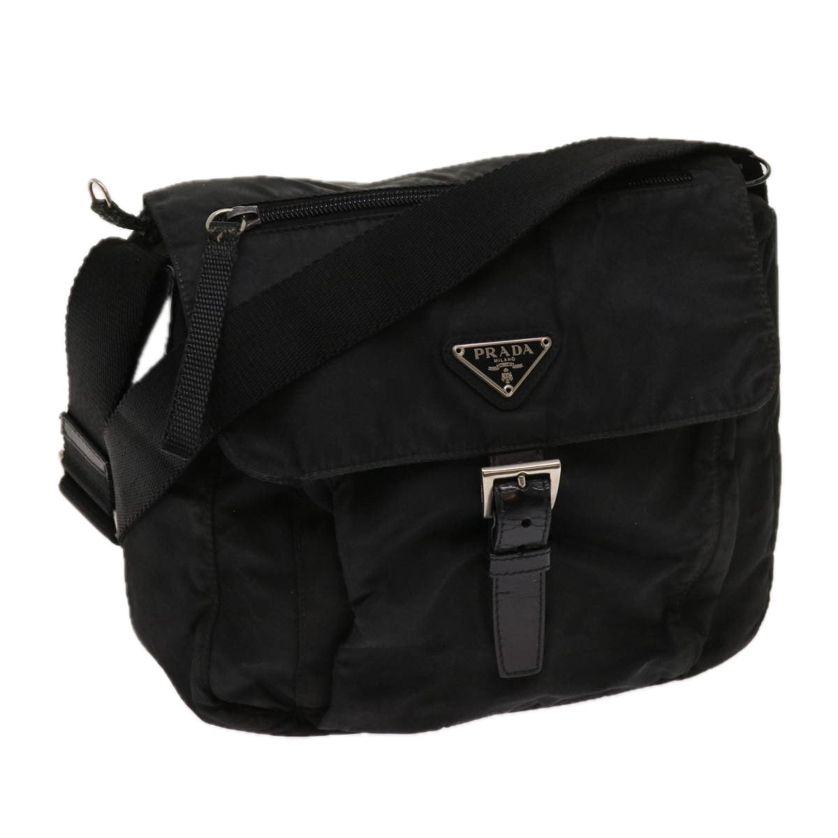 PRADA Shoulder Bag Nylon Black Auth 64011