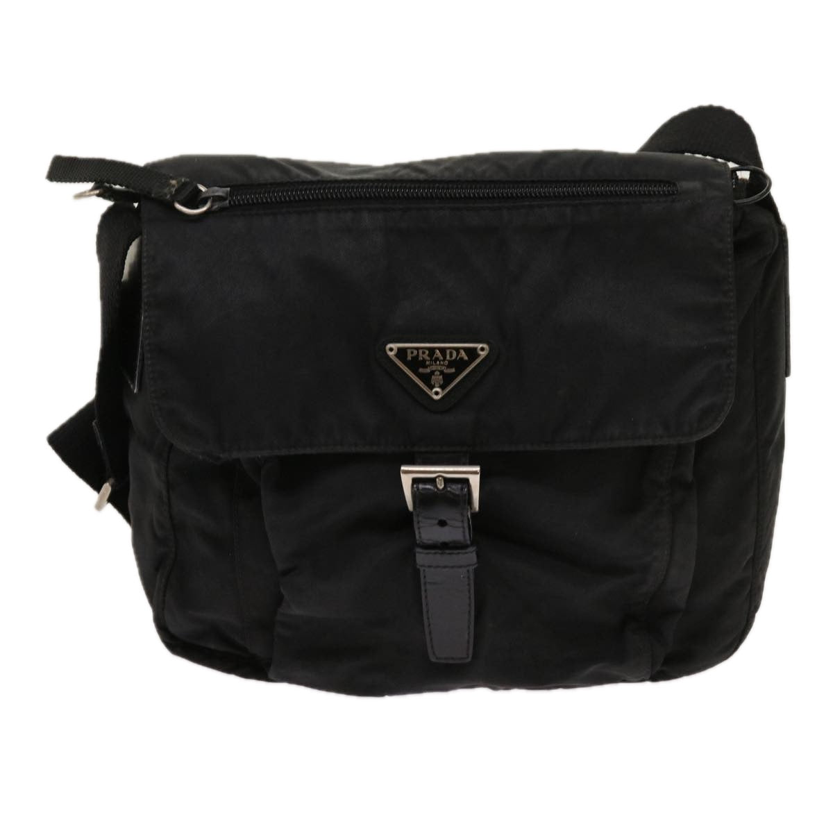 PRADA Shoulder Bag Nylon Black Auth 64011