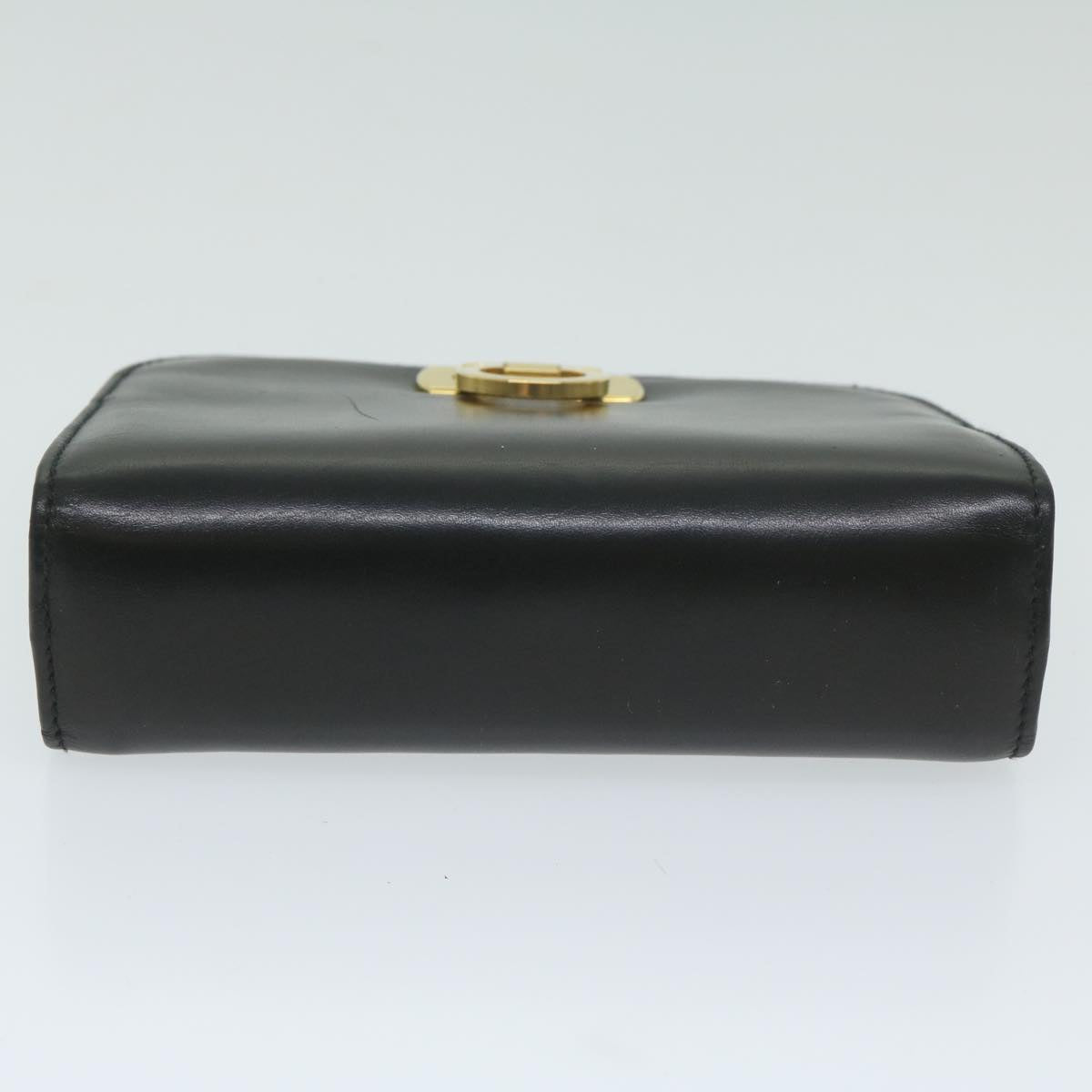 Salvatore Ferragamo Gancini Pouch Leather Black Auth 64014