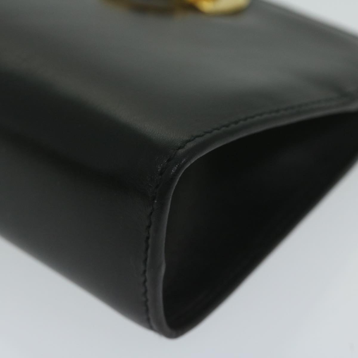 Salvatore Ferragamo Gancini Pouch Leather Black Auth 64014