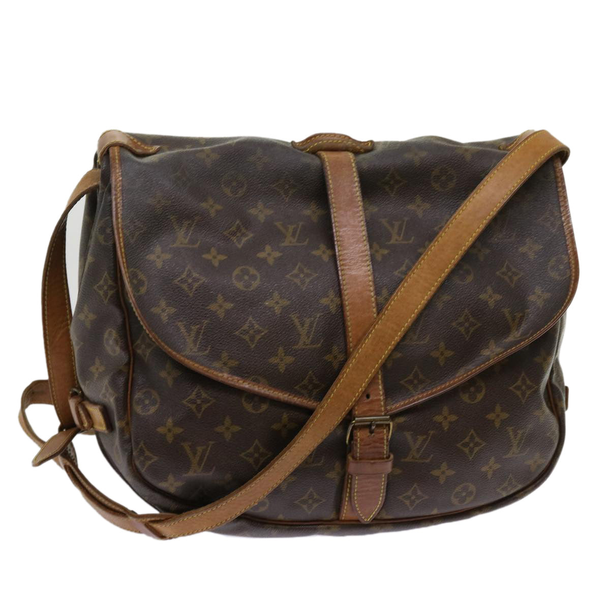 LOUIS VUITTON Monogram Saumur 35 Shoulder Bag M42254 LV Auth 64074