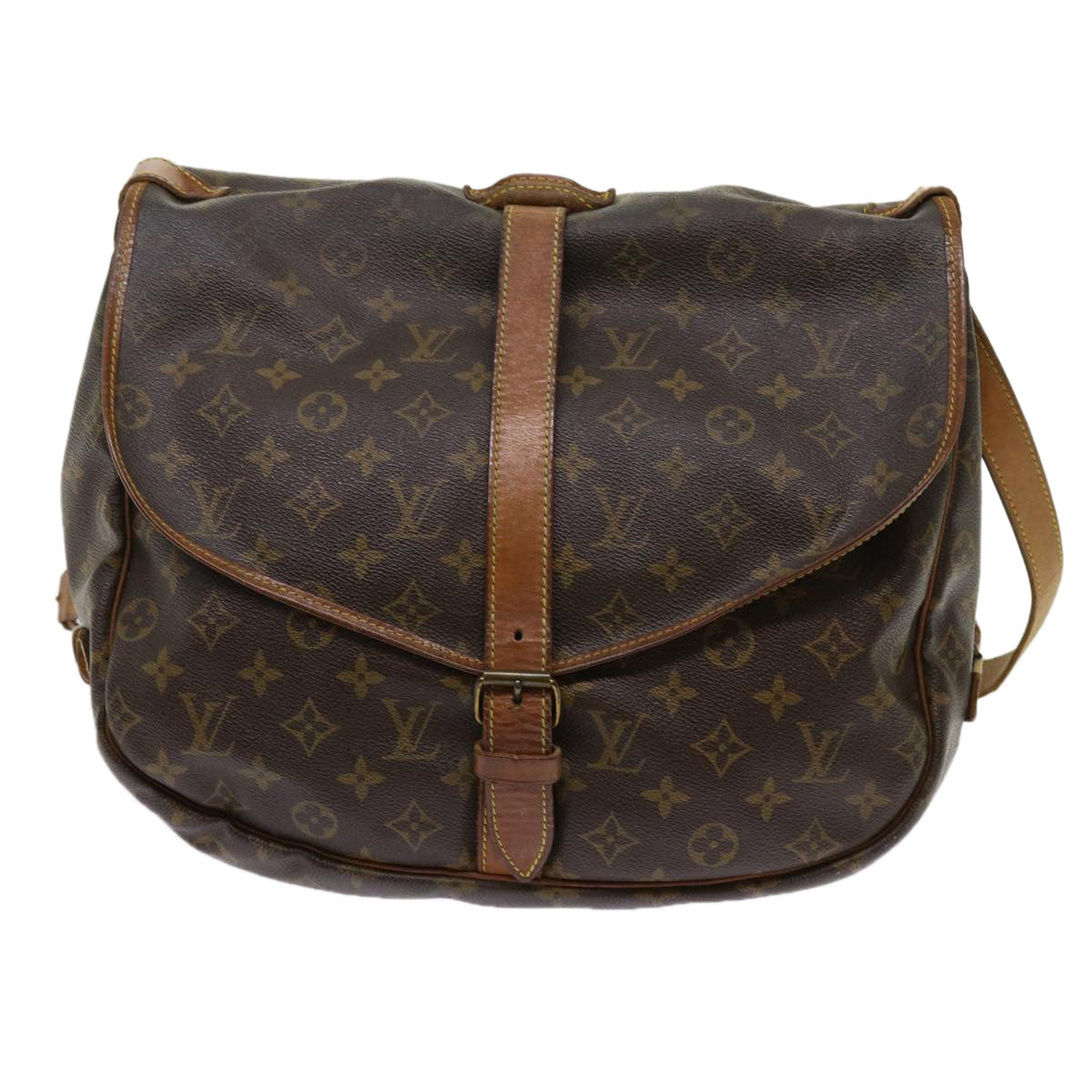 LOUIS VUITTON Monogram Saumur 35 Shoulder Bag M42254 LV Auth 64074