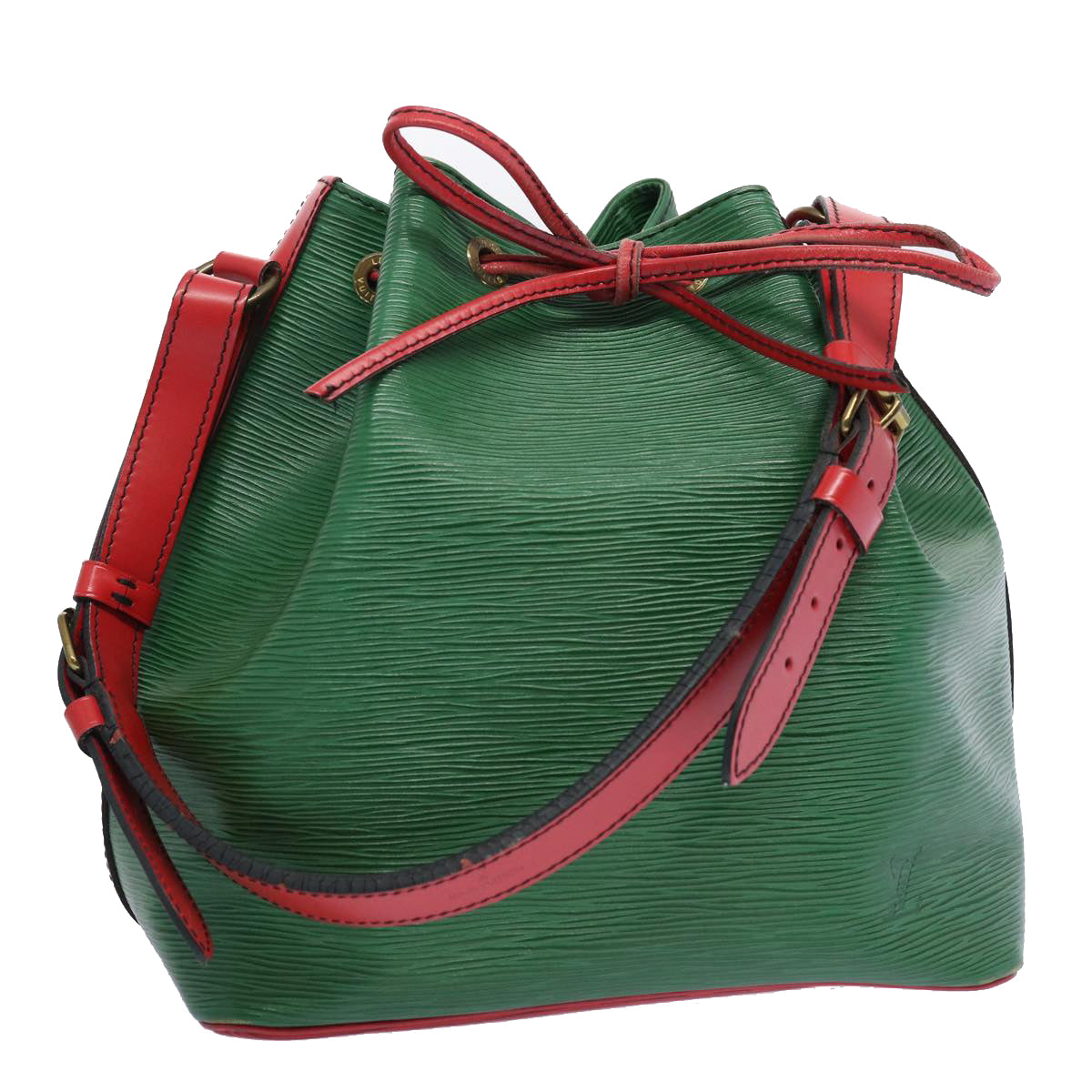 LOUIS VUITTON Epi Petit Noe Shoulder Bag Bicolor Green Red M44147 LV Auth 64091