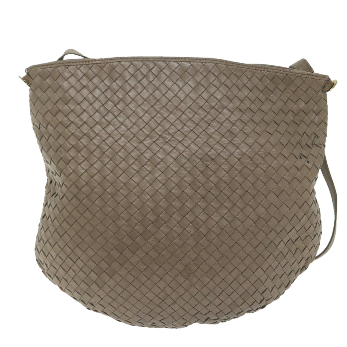 BOTTEGAVENETA INTRECCIATO Shoulder Bag Leather Beige Auth 64136
