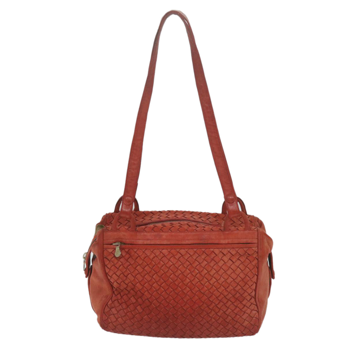 BOTTEGAVENETA INTRECCIATO Shoulder Bag Leather Orange Auth 64137 - 0