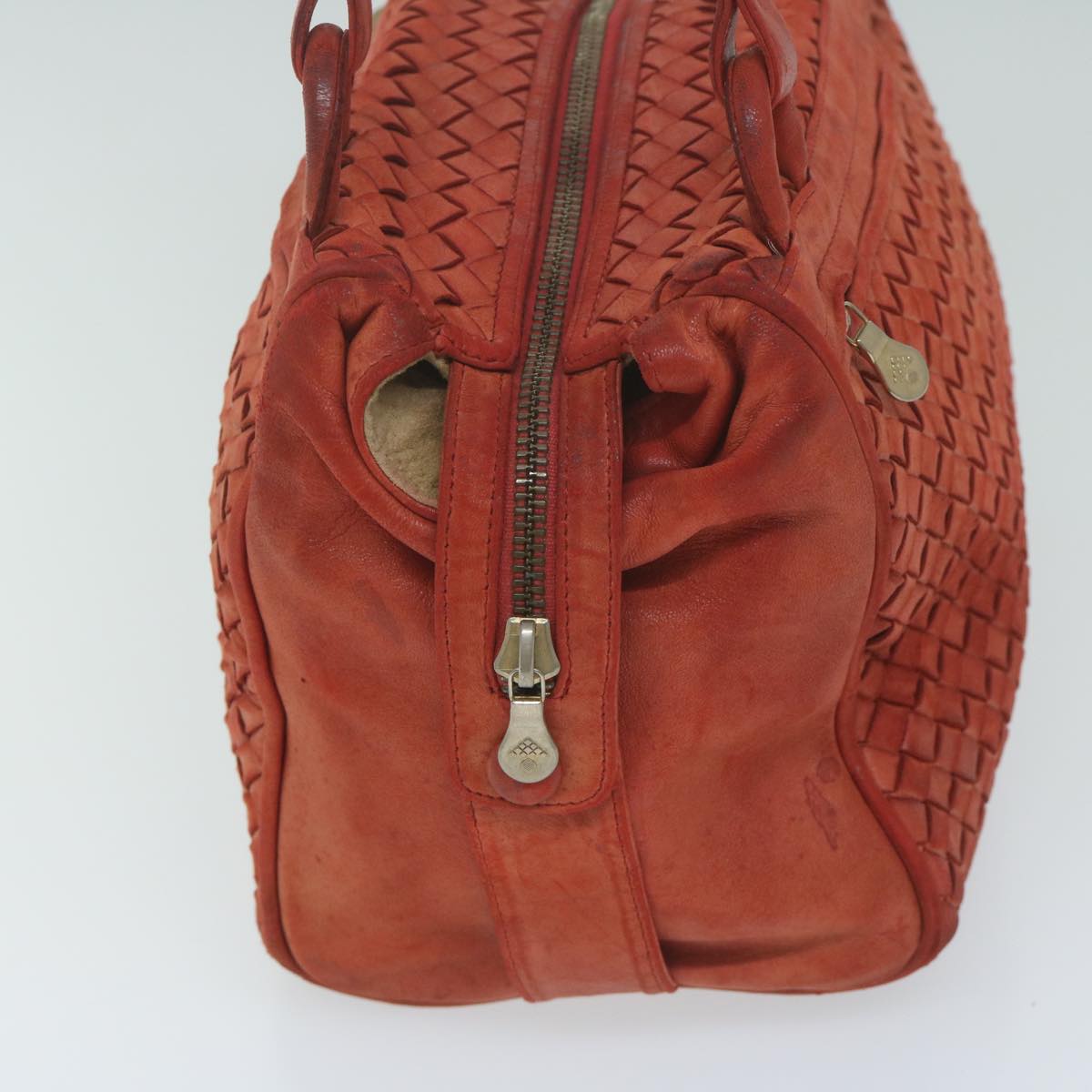 BOTTEGAVENETA INTRECCIATO Shoulder Bag Leather Orange Auth 64137
