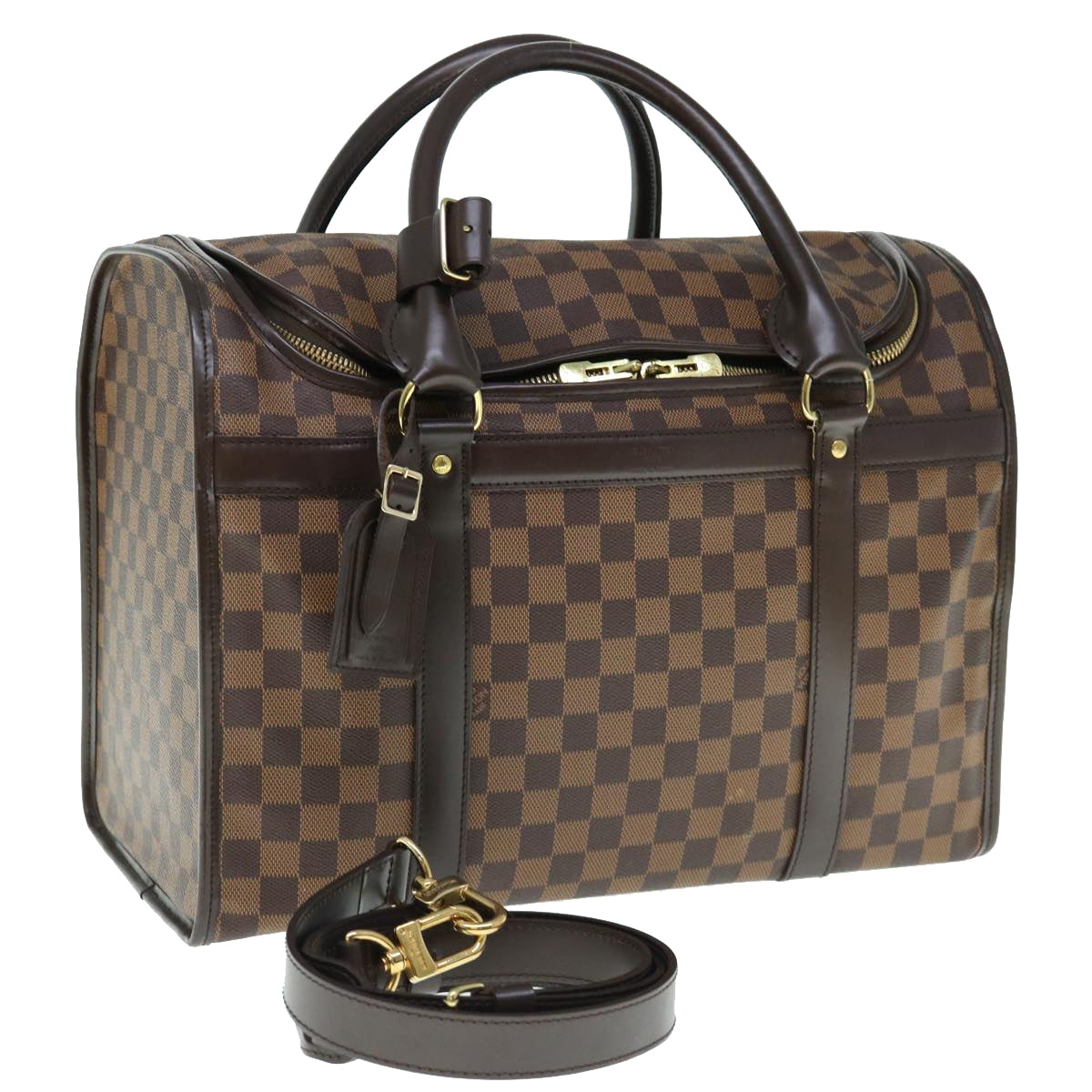 LOUIS VUITTON Damier Ebene Sac Shan 40 Pet Carry SPO LV Auth 64140A