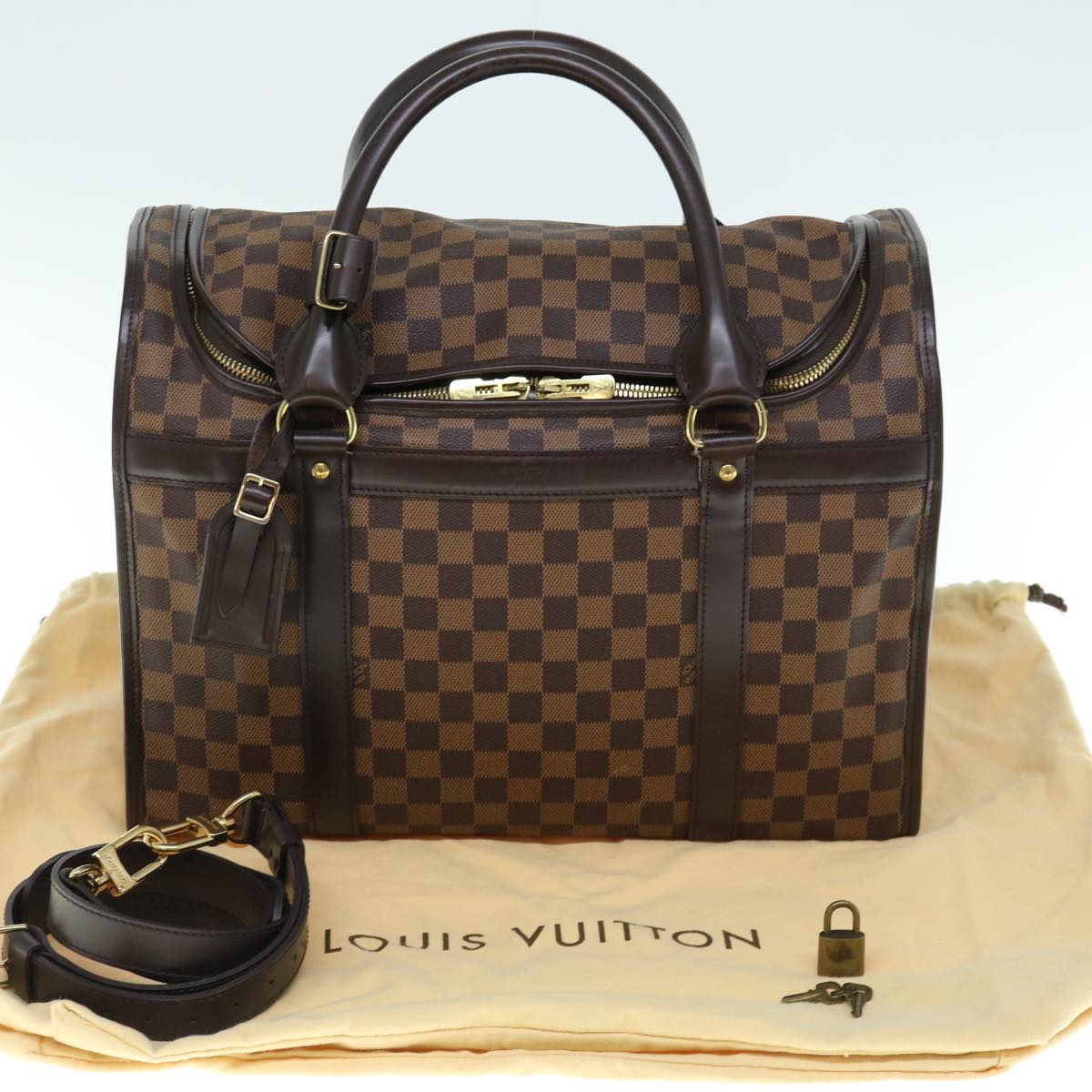 LOUIS VUITTON Damier Ebene Sac Shan 40 Pet Carry SPO LV Auth 64140A