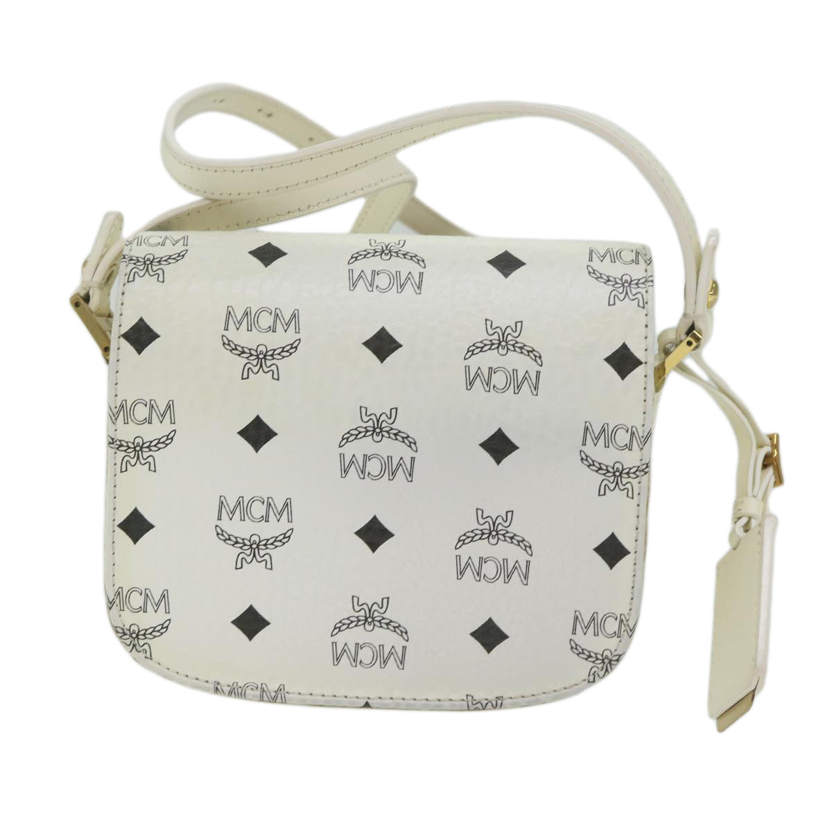 MCM Vicetos Logogram Shoulder Bag PVC Leather White Auth 64172 - 0