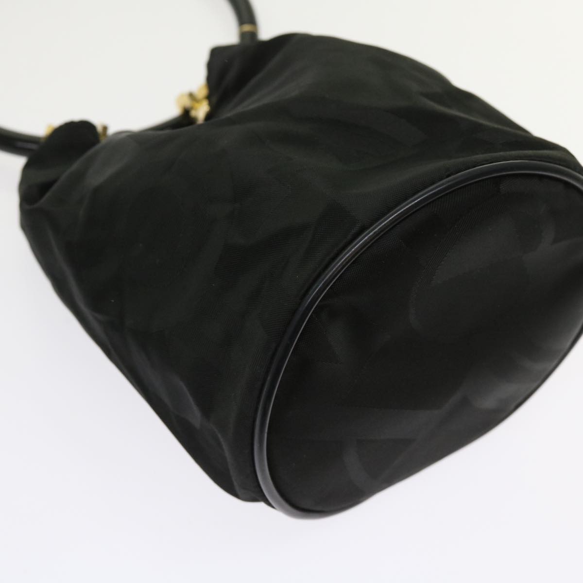 Salvatore Ferragamo Hand Bag Nylon Black Auth 64218