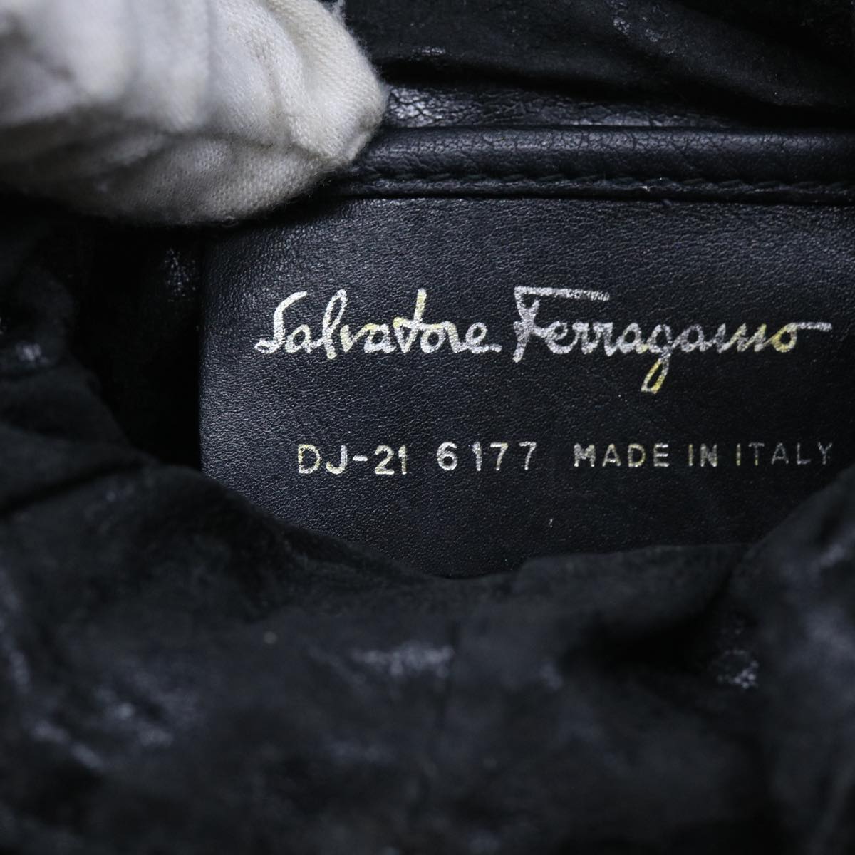Salvatore Ferragamo Hand Bag Nylon Black Auth 64218