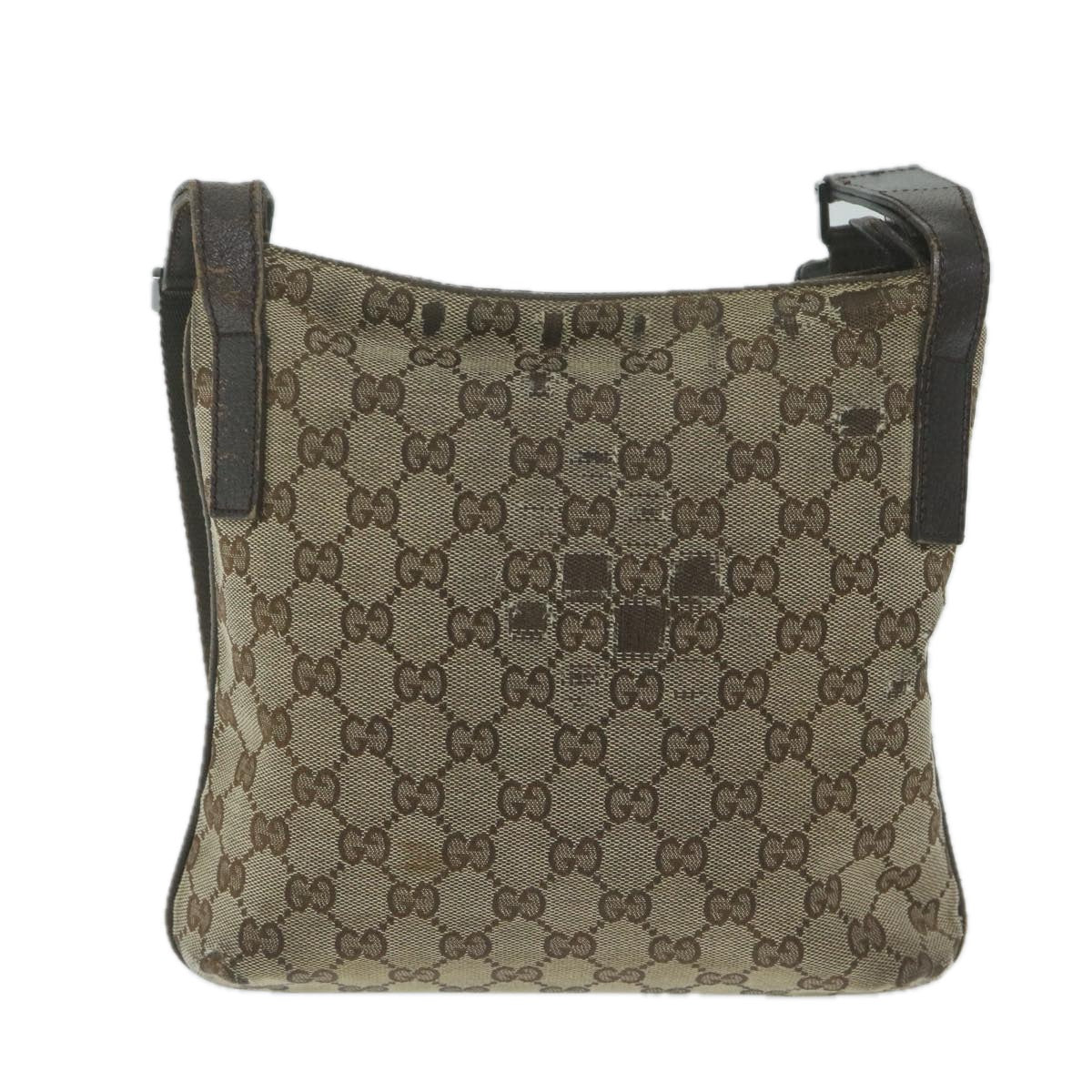 GUCCI GG Canvas Shoulder Bag Beige 122793 Auth 64279 - 0