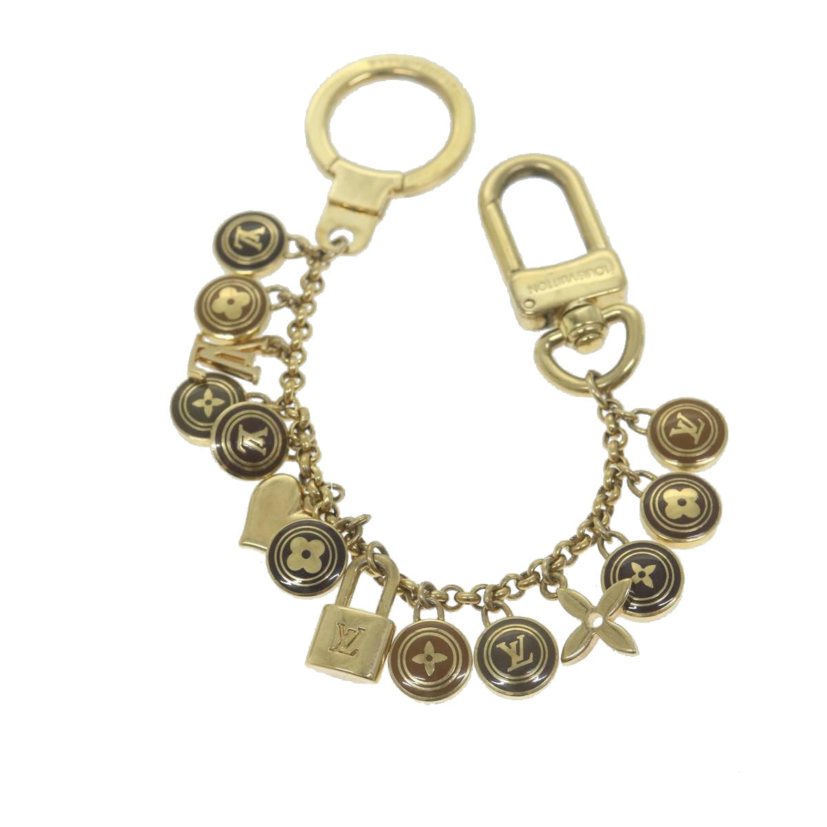 LOUIS VUITTON Monogram Porte Cles Chainne Pastilles Charm Gold M65380 Auth 64290 - 0