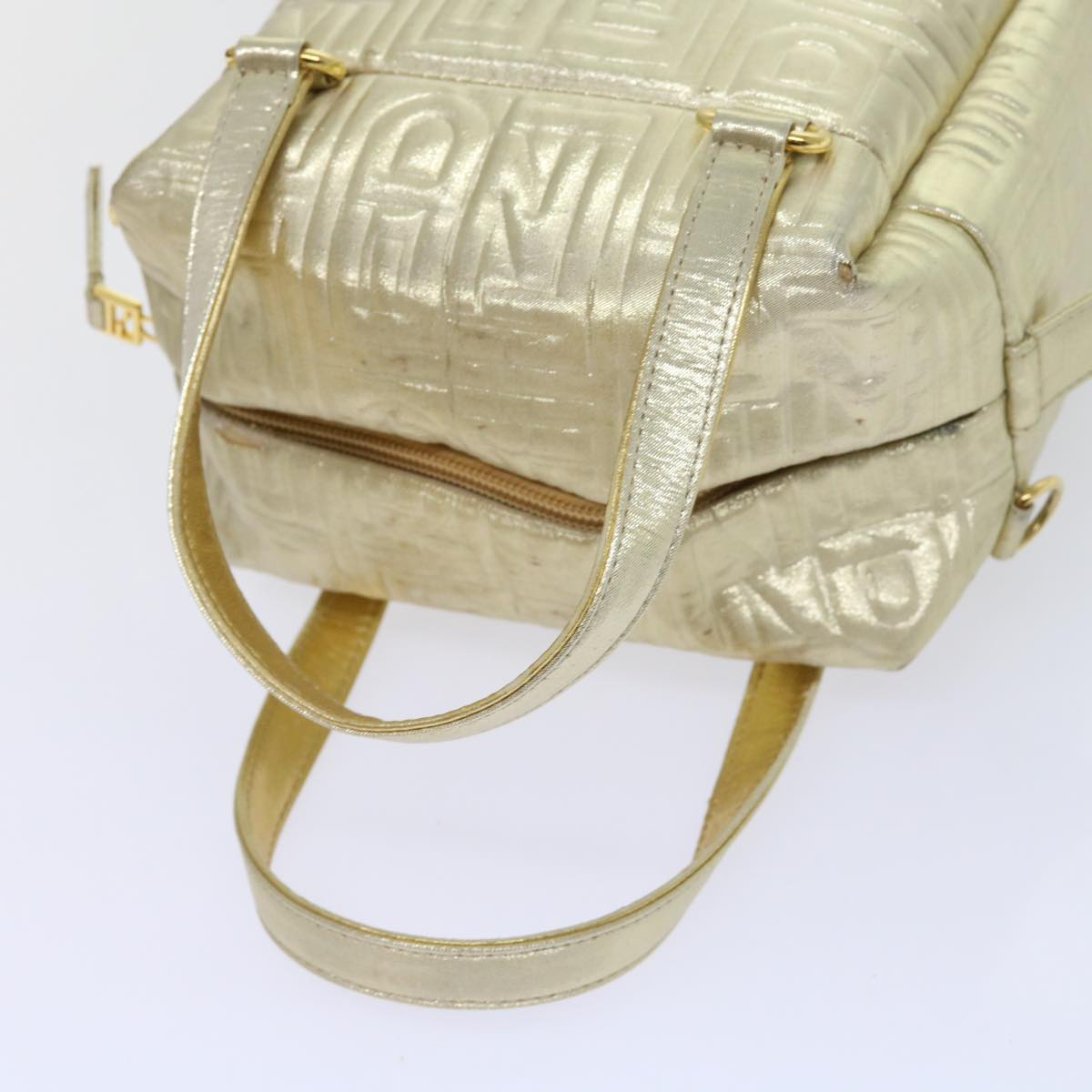 FENDI Hand Bag Nylon 2way Gold Auth 64326