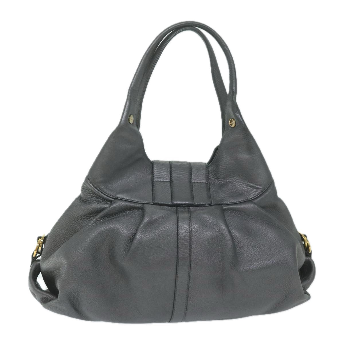 BVLGARI Chandra Hand Bag Leather Gray Auth 64348
