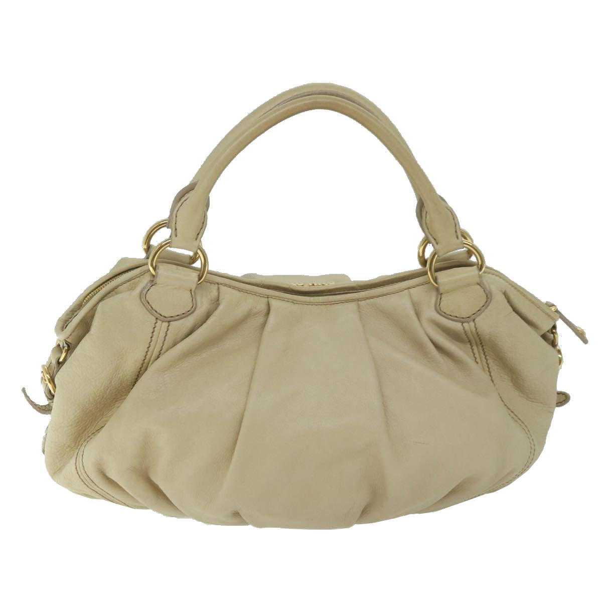 Miu Miu Hand Bag Leather Beige Auth 64367