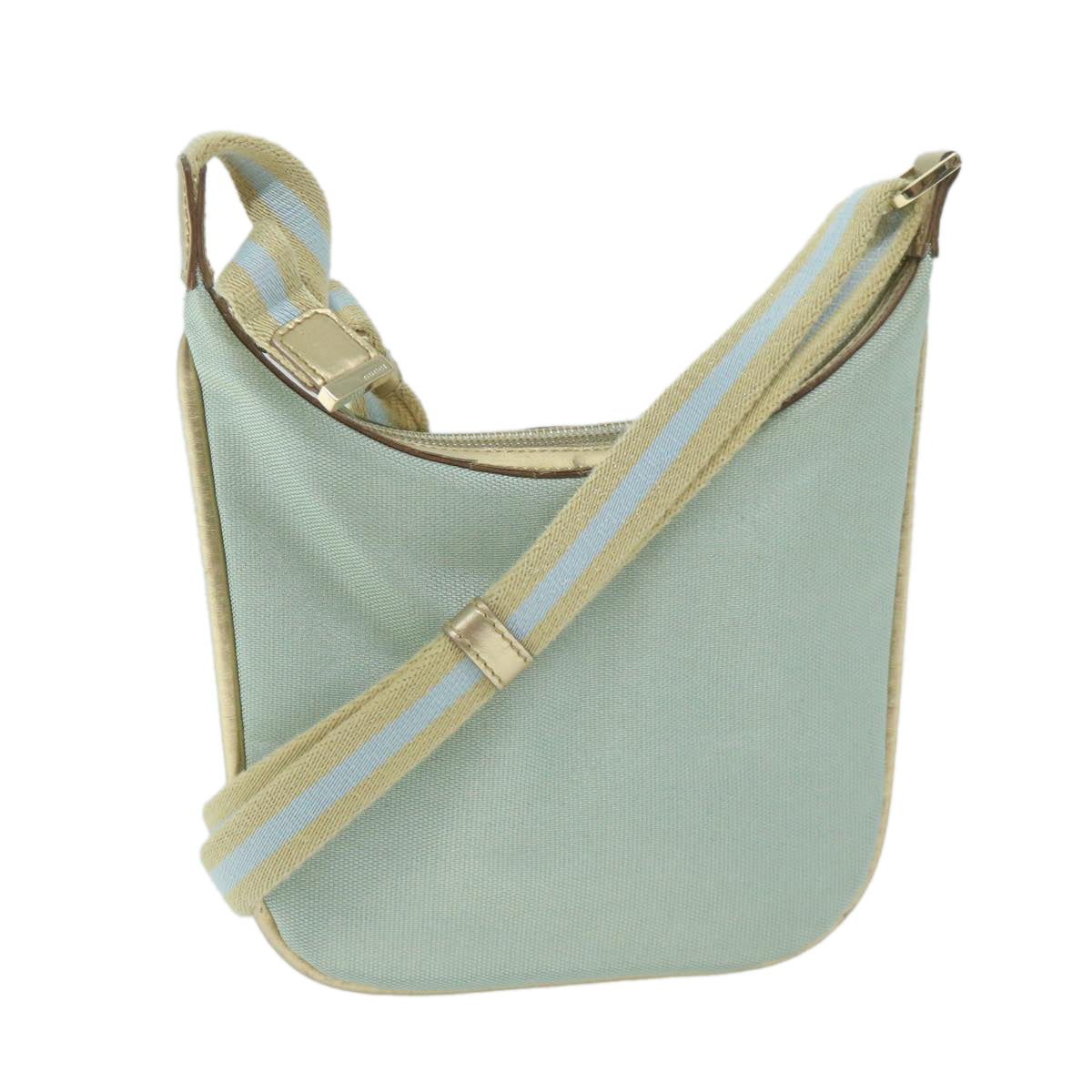 GUCCI Sherry Line Shoulder Bag Canvas Beige Light Blue 005 0814 Auth 64388