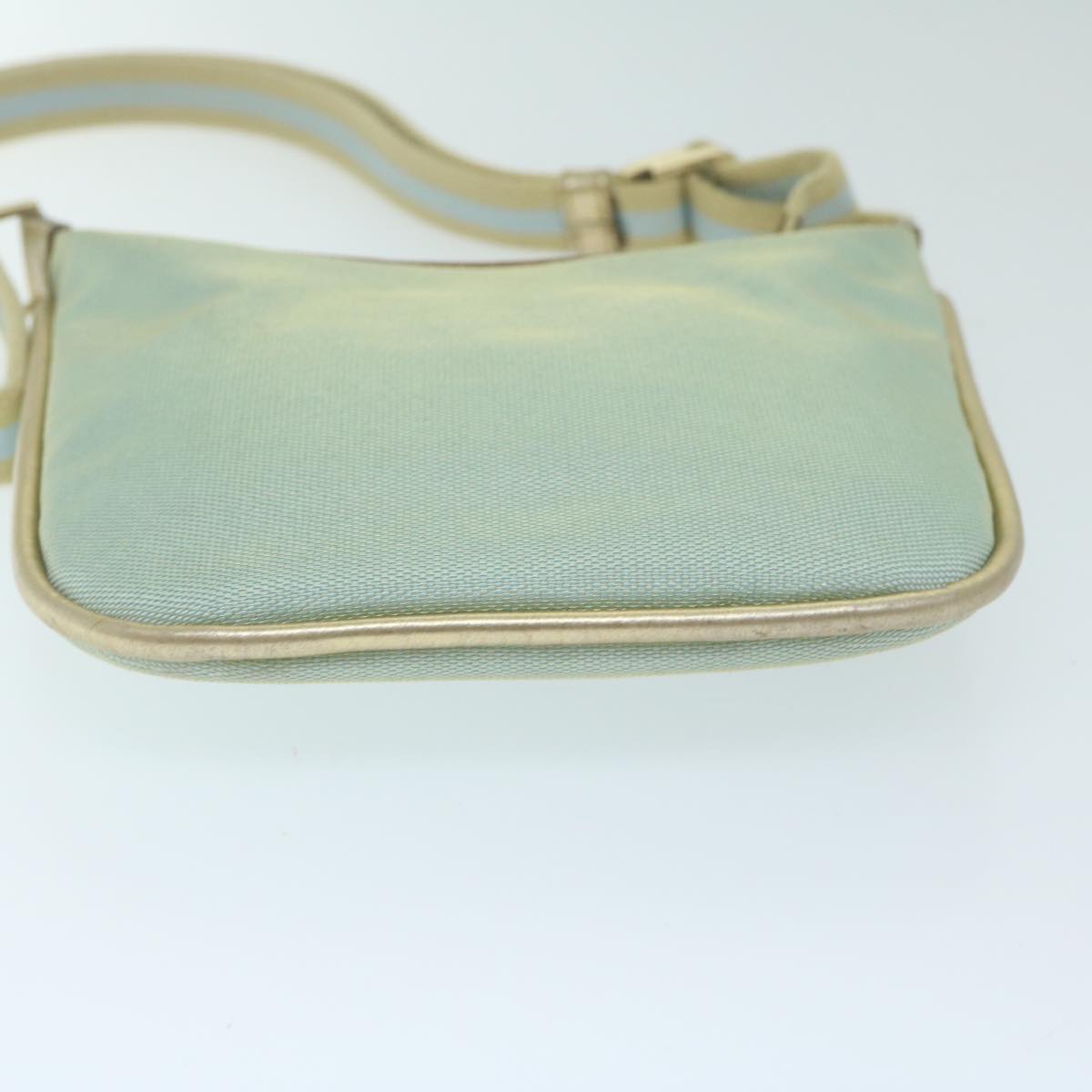 GUCCI Sherry Line Shoulder Bag Canvas Beige Light Blue 005 0814 Auth 64388