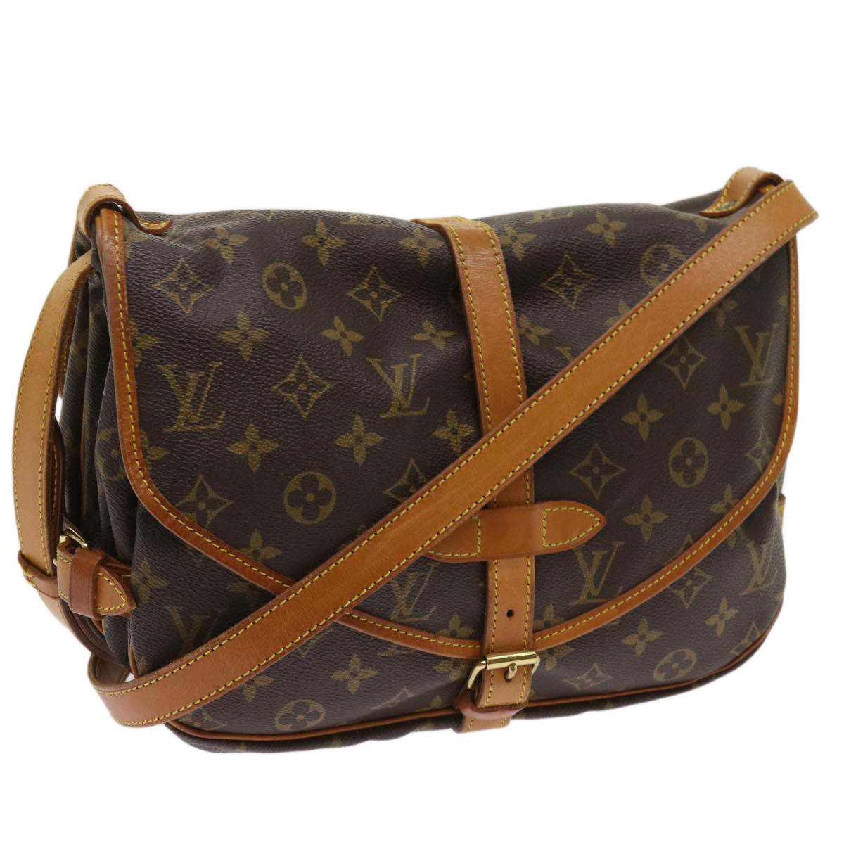 LOUIS VUITTON Monogram Saumur 30 Shoulder Bag M42256 LV Auth 64413