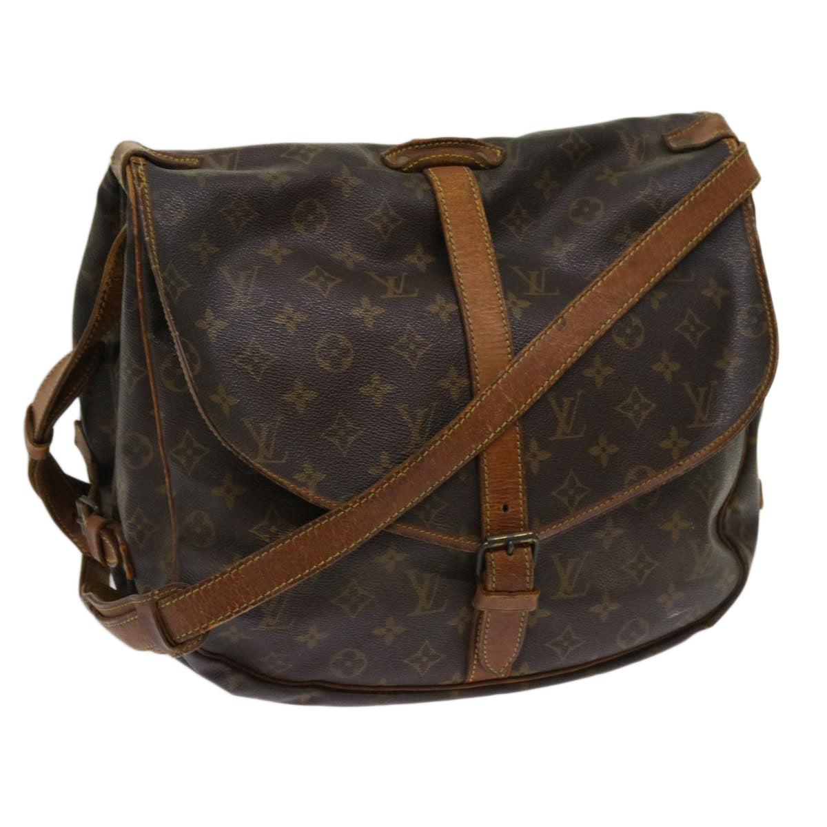 LOUIS VUITTON Monogram Saumur 35 Shoulder Bag M42254 LV Auth 64415