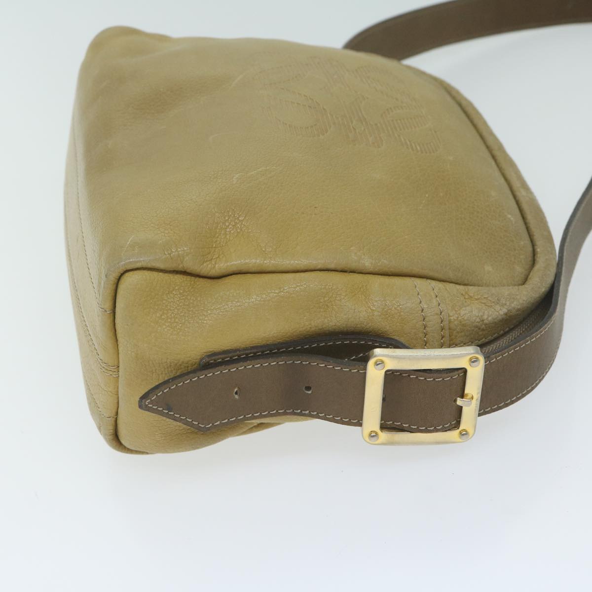 LOEWE Shoulder Bag Leather Beige Auth 64472