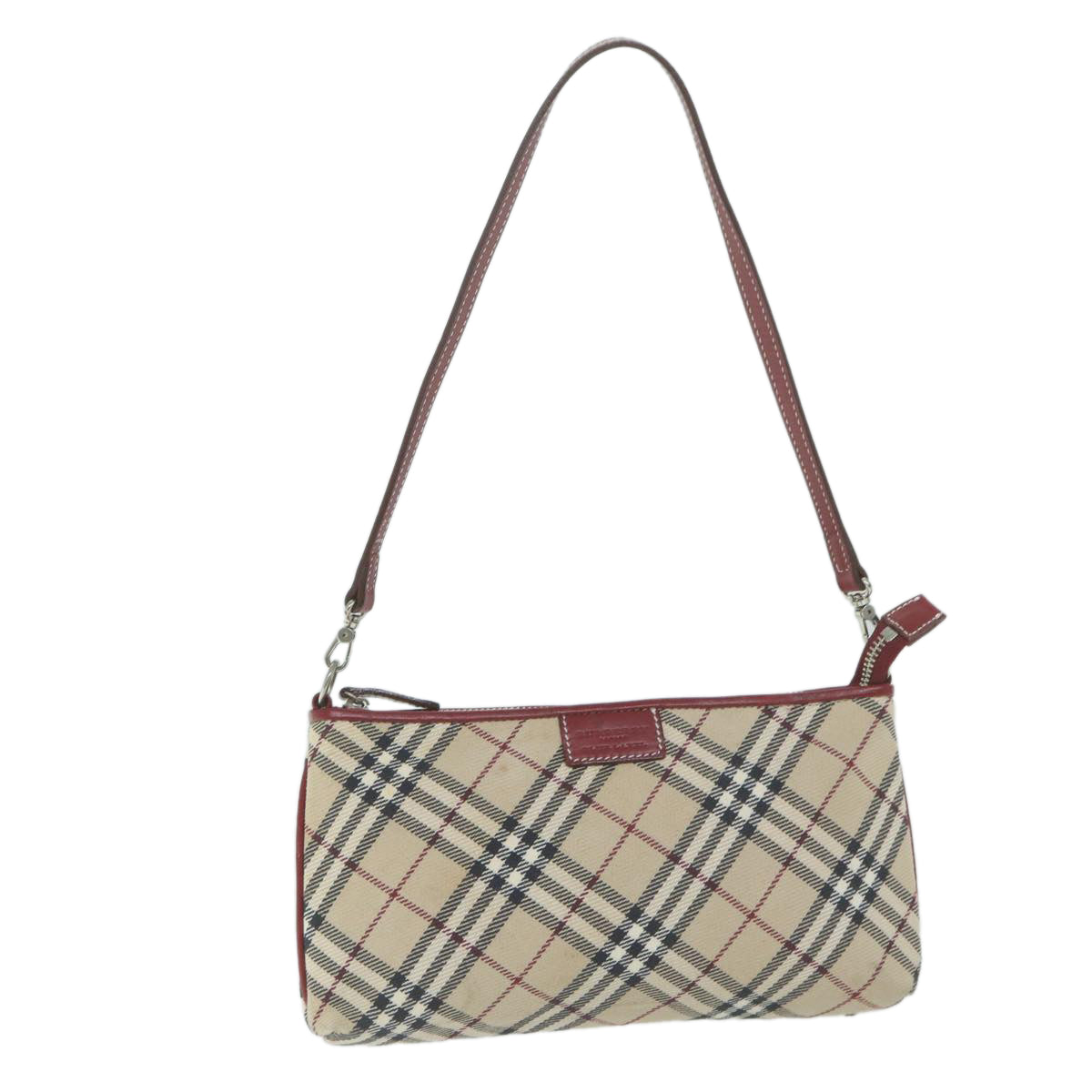 BURBERRY Nova Check Blue Label Accessory Pouch Canvas Beige Auth 64526