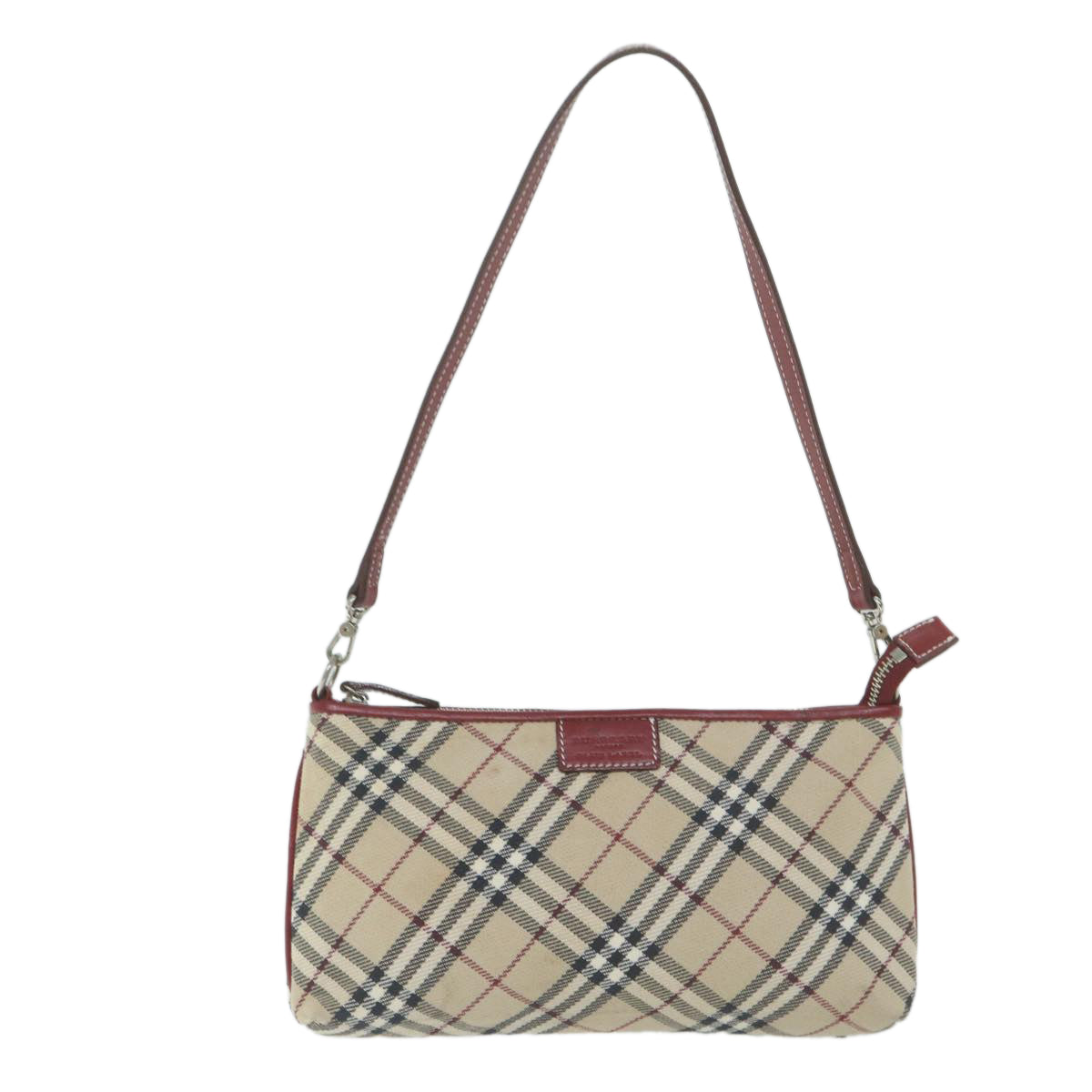 BURBERRY Nova Check Blue Label Accessory Pouch Canvas Beige Auth 64526