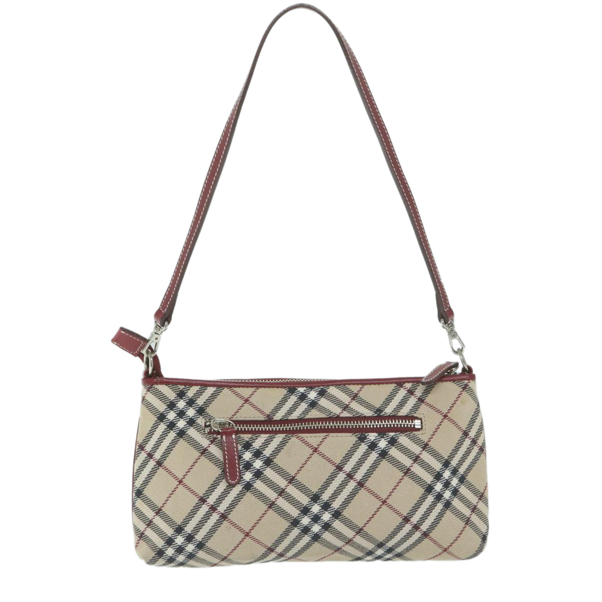 BURBERRY Nova Check Blue Label Accessory Pouch Canvas Beige Auth 64526