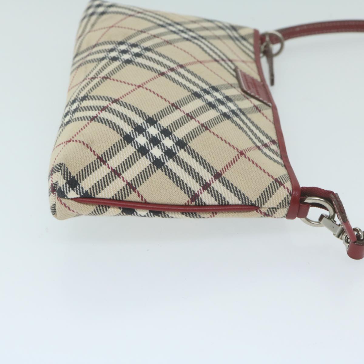 BURBERRY Nova Check Blue Label Accessory Pouch Canvas Beige Auth 64526