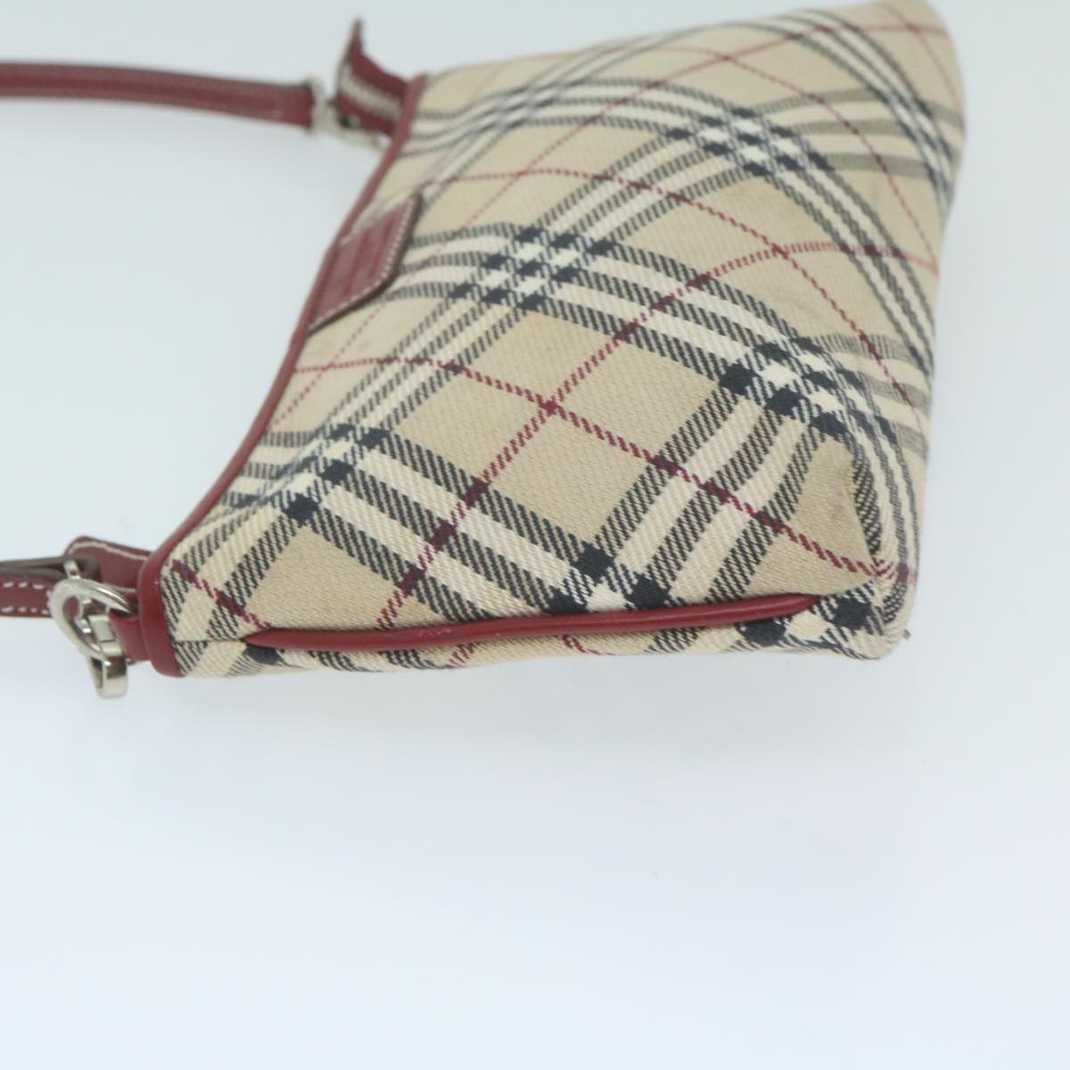 BURBERRY Nova Check Blue Label Accessory Pouch Canvas Beige Auth 64526