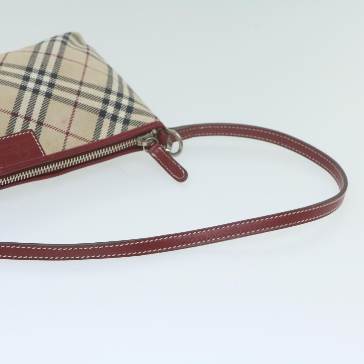 BURBERRY Nova Check Blue Label Accessory Pouch Canvas Beige Auth 64526