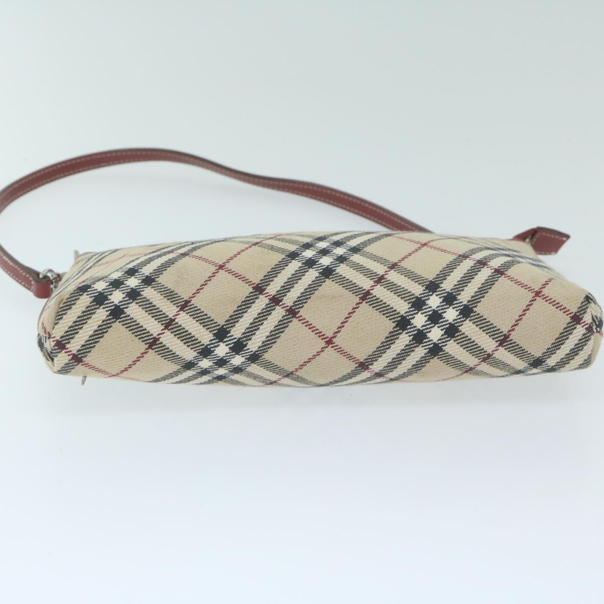 BURBERRY Nova Check Blue Label Accessory Pouch Canvas Beige Auth 64526